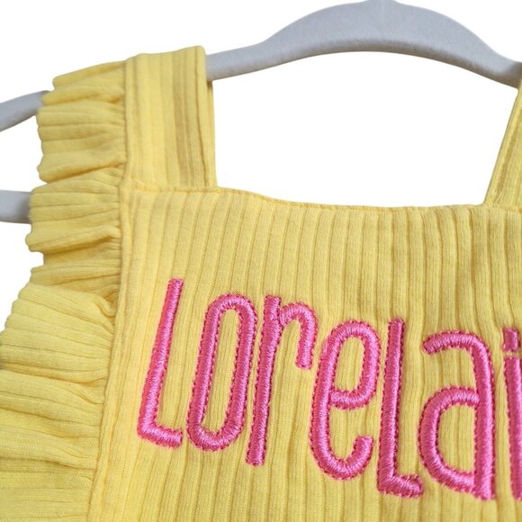 NEW Cat & Jack Embroidered Name Lorelai 0-3 Month Baby Girl Romper Yellow Gift - Picture 4 of 11
